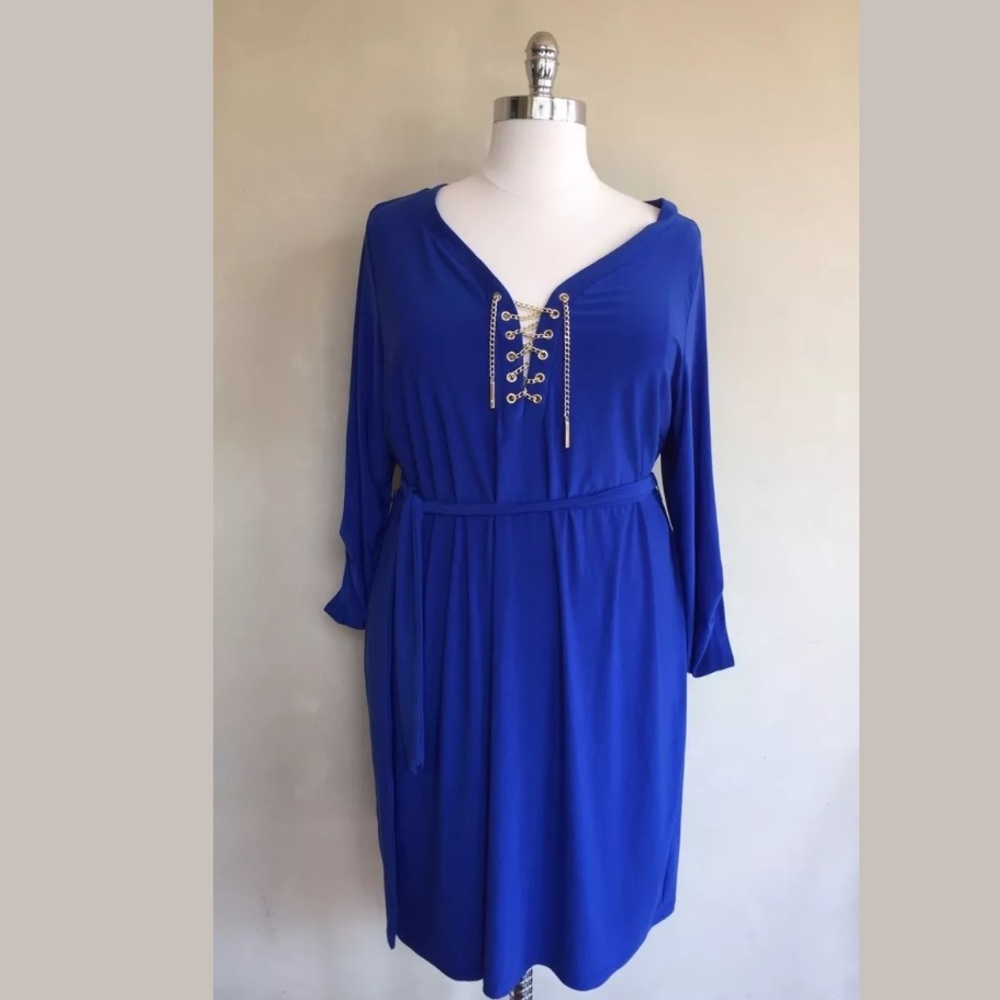 SPENSE WOMAN Blue Silver Chain Dress Plus 24 NEW!!